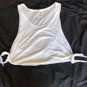 White side tie cropped tank